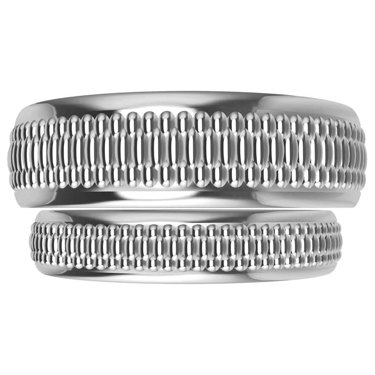 Platinum Polished Mill Grain Wedding Bridal Set