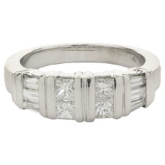 Platinum Princess & Baguette Cut Diamond Band