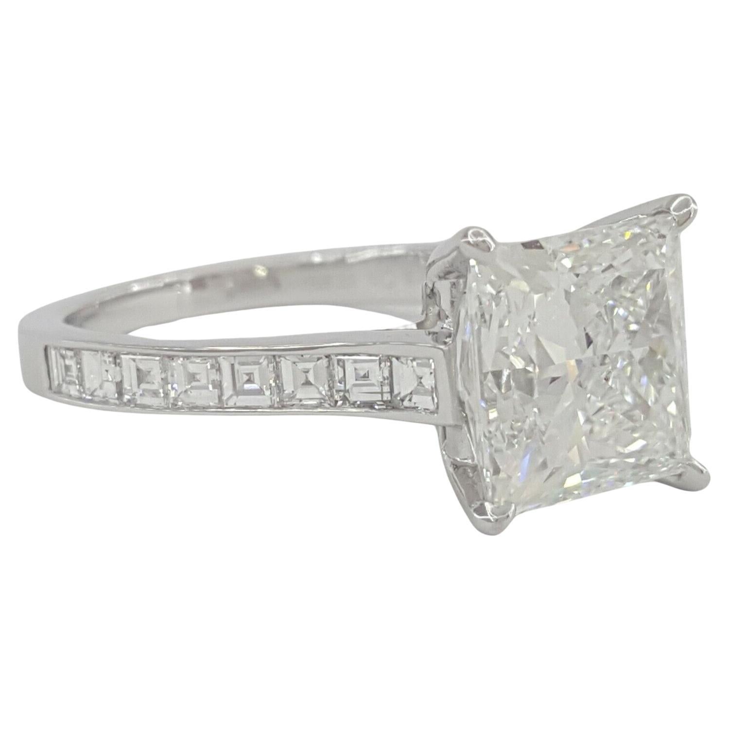 Princess Cut Platinum Princess Brilliant Cut Diamond Channel Set Engagement Ring For Sale