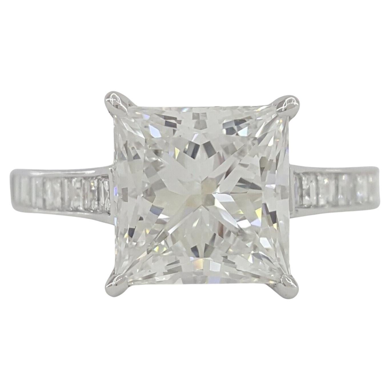 Platinum Princess Brilliant Cut Diamond Channel Set Engagement Ring For Sale