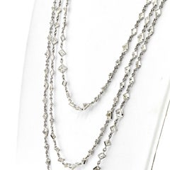Platinum Princess Cut 35.00 Cttw Diamond by the Yard Chain Necklace