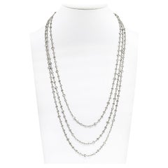 Platinum Princess Cut 35.00 Cttw Diamond by the Yard Chain Necklace