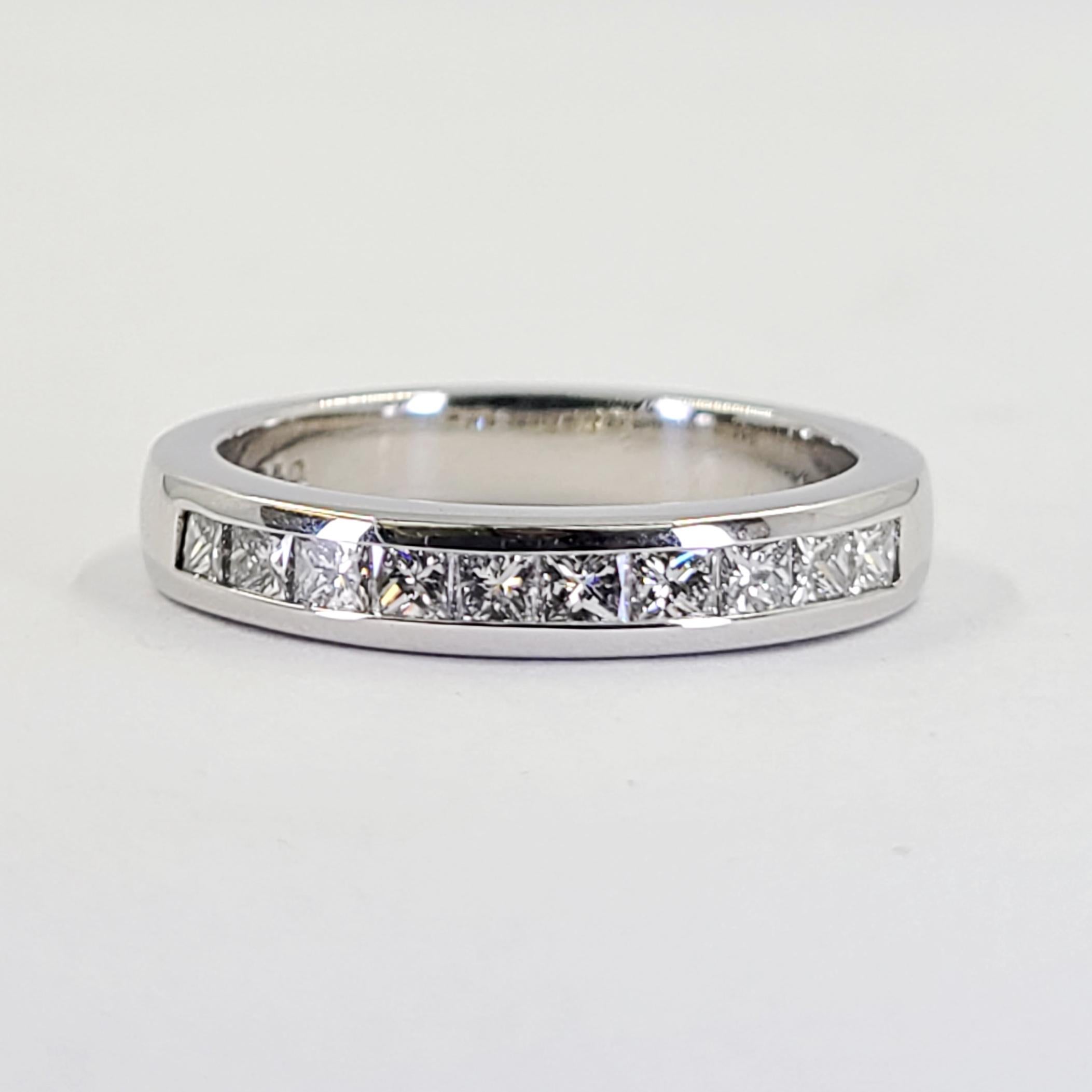 Women's Platinum Princess Cut Diamond Band For Sale