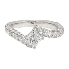 Square Diamond Engagement Ring Princess cut 0.71 Carat, D-VS2 Platinum