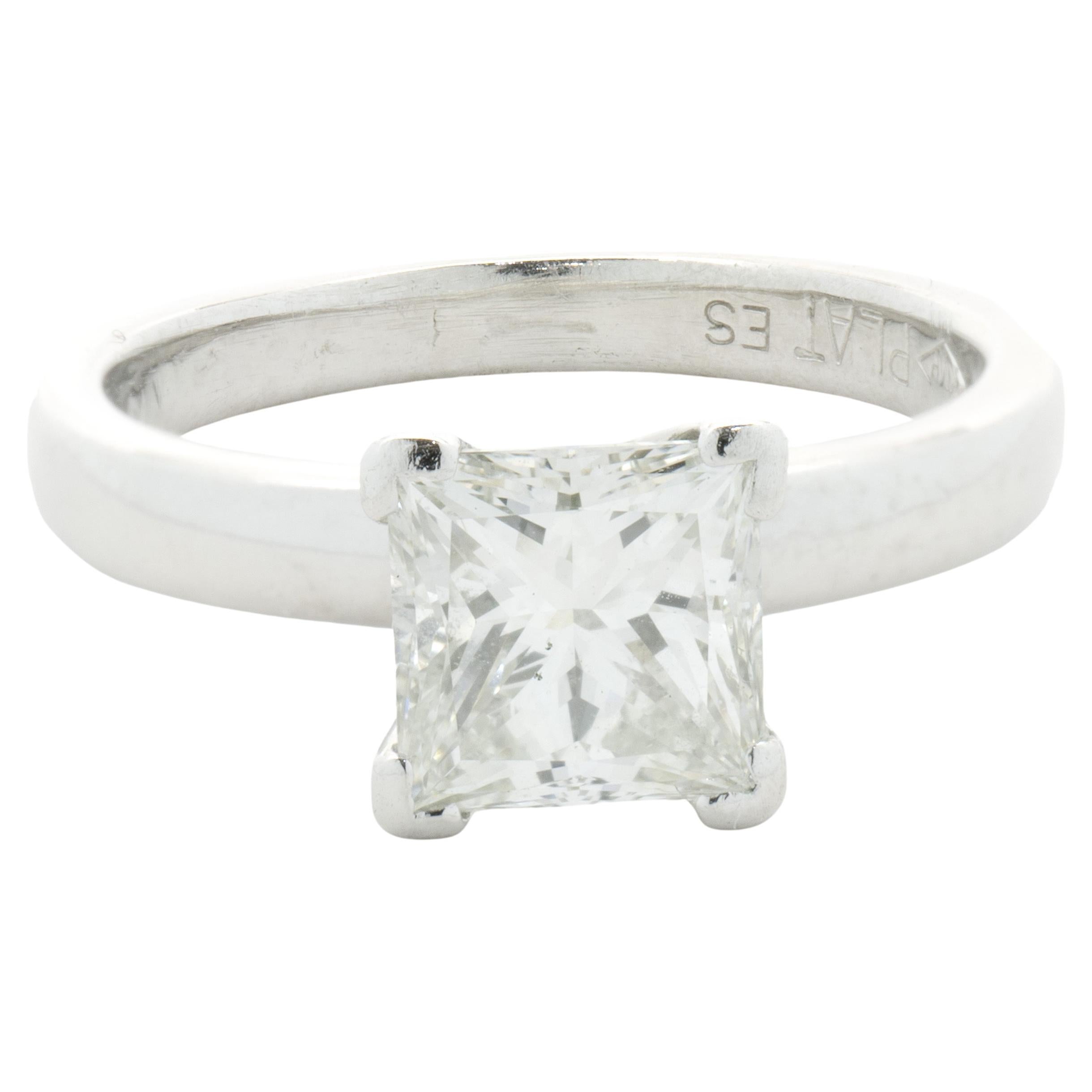 Platinum Princess Cut Diamond Engagement Ring For Sale