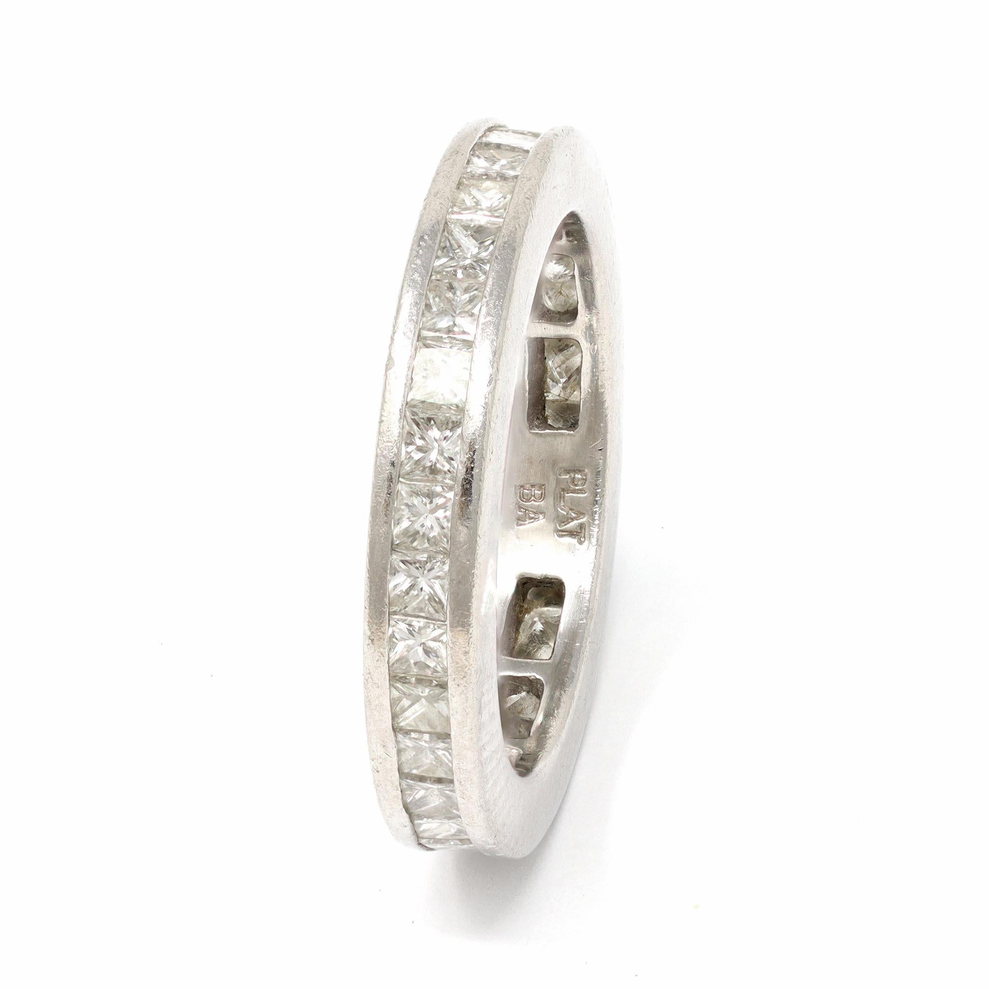 Women's or Men's Platinum Princess Cut Diamond Eternity Band Ring