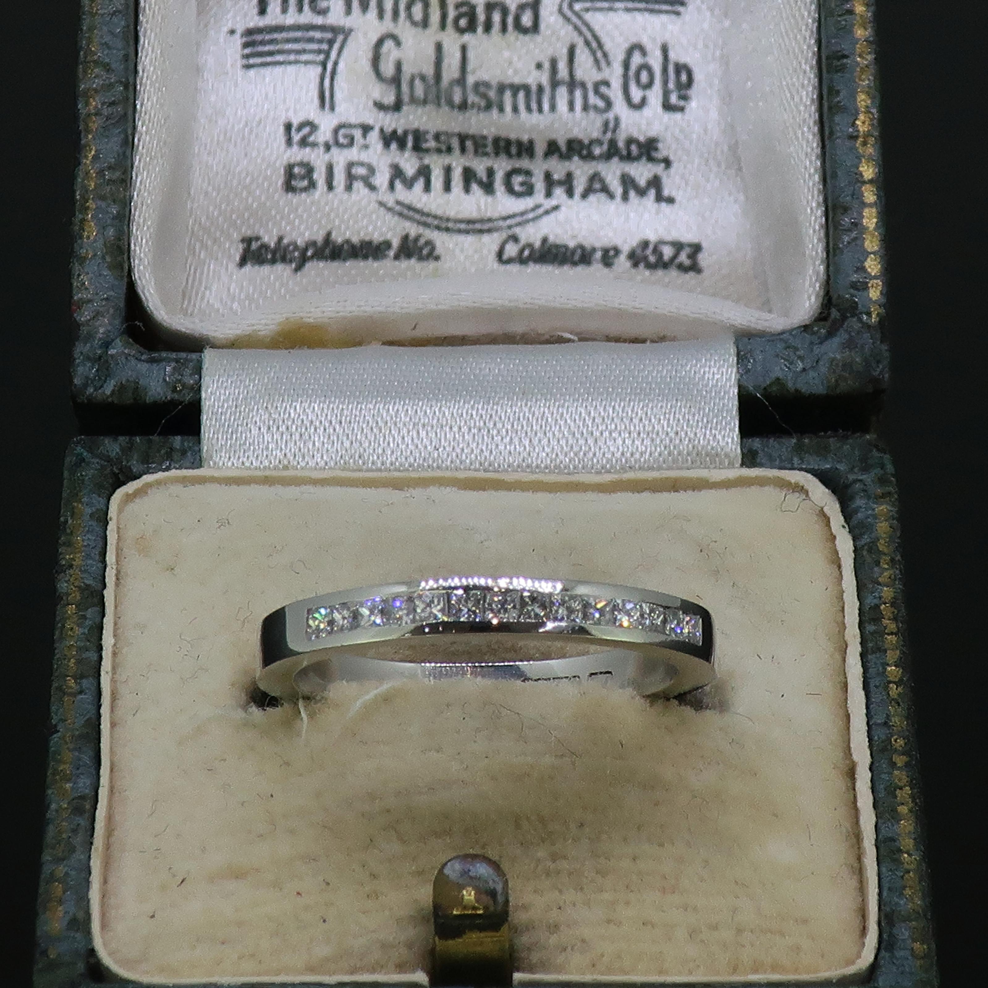 Platinum Princess Cut Diamond Eternity Band Ring For Sale 1