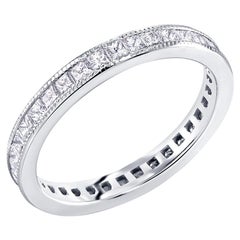 Platin Princess Cut Diamond Eternity Milgrain Band mit einem Gewicht von 1,45 Karat