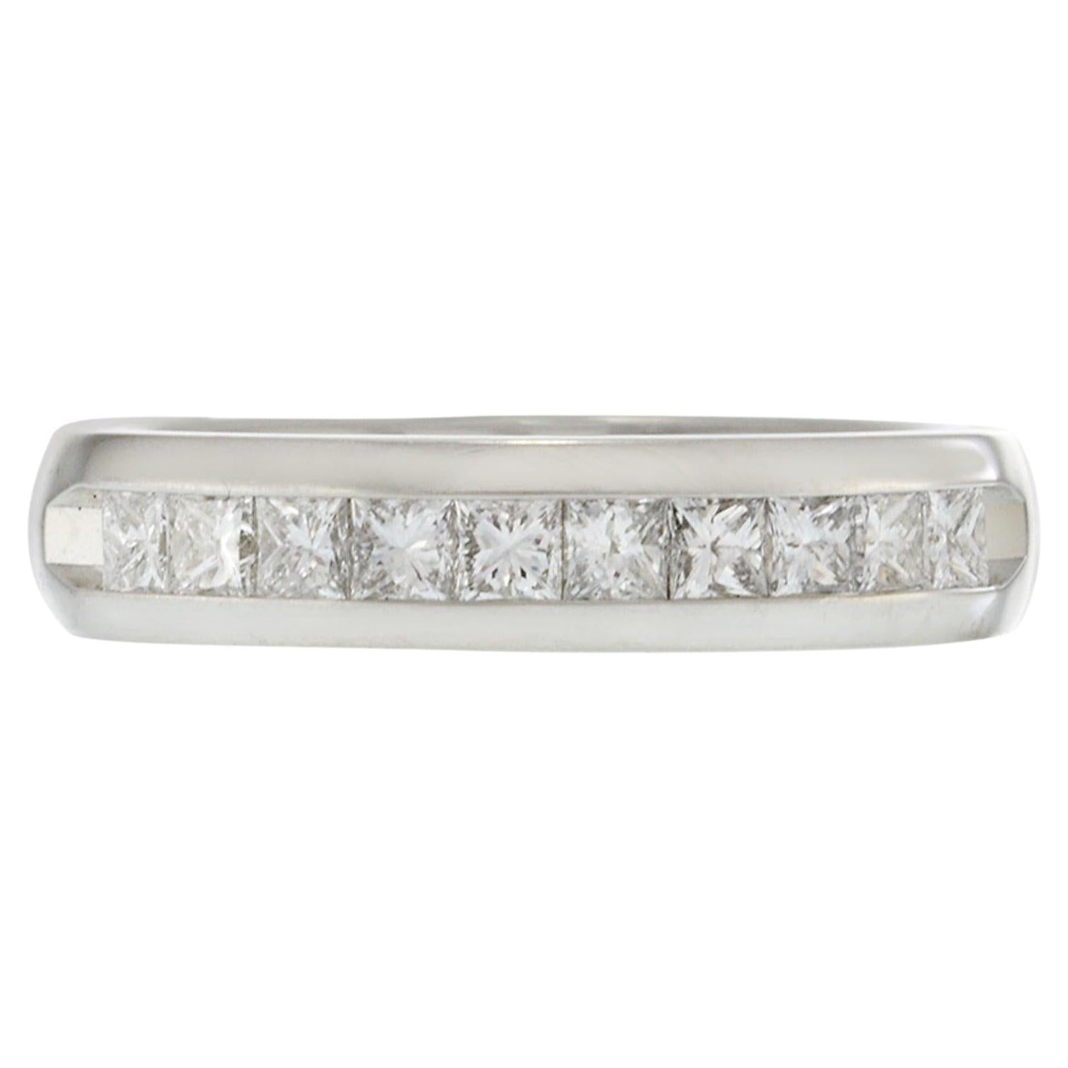 Platinum Princess Cut Diamond Wedding Band For Sale