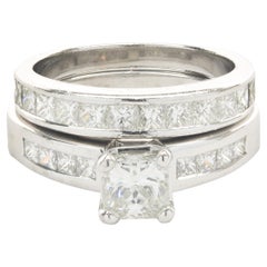 Platinum Princess Cut Diamond Wedding Set