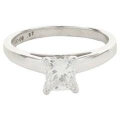Used Platinum Princess Cut Leo Diamond Engagement Ring