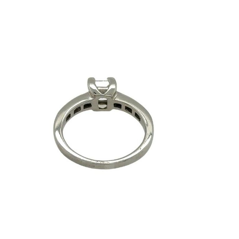 Palladium Princess Cut Solitaire 0.50ct G/SI2 Diamond Ring In Excellent Condition For Sale In London, GB