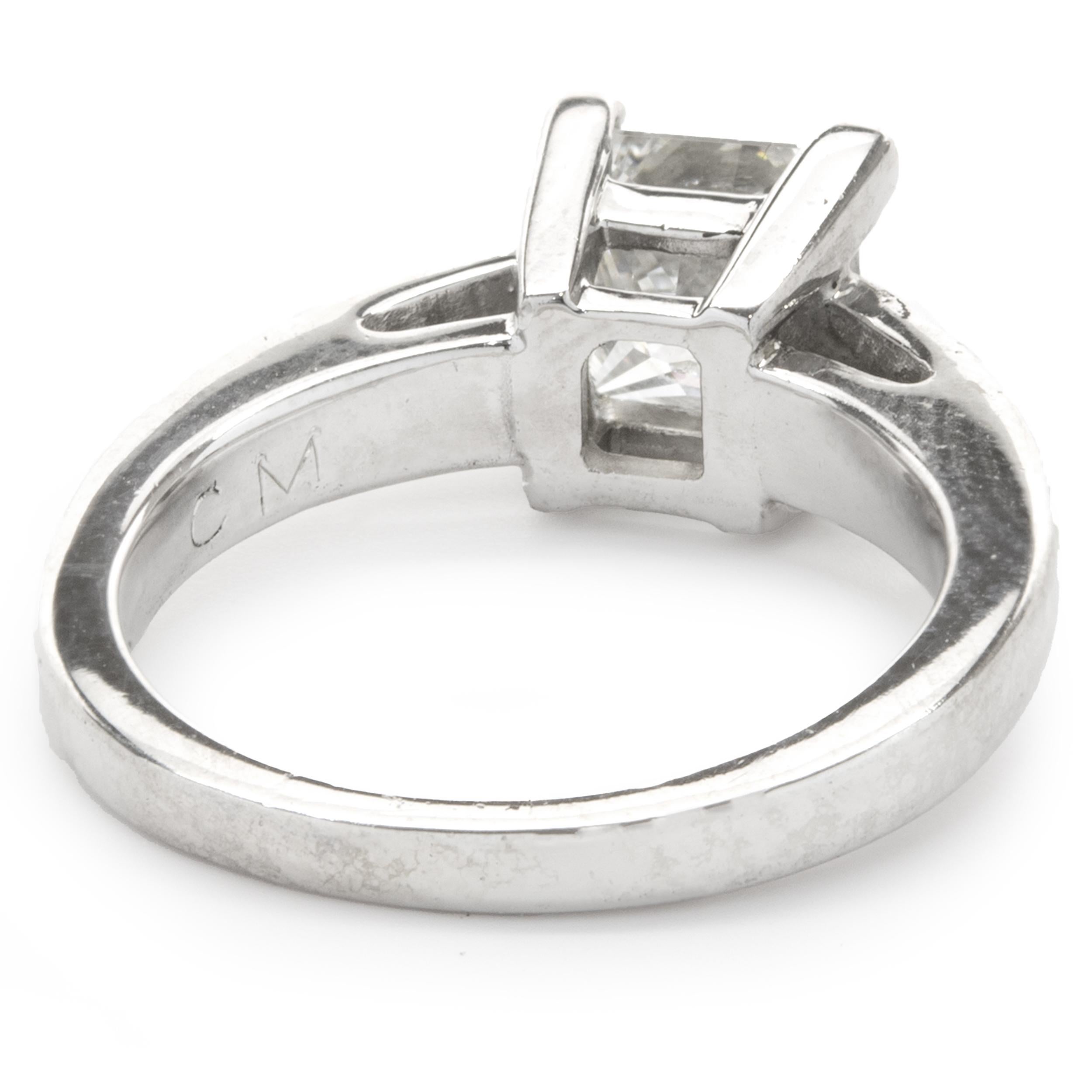 Platinum Princess Cut Solitaire Engagement Ring In Excellent Condition For Sale In Scottsdale, AZ