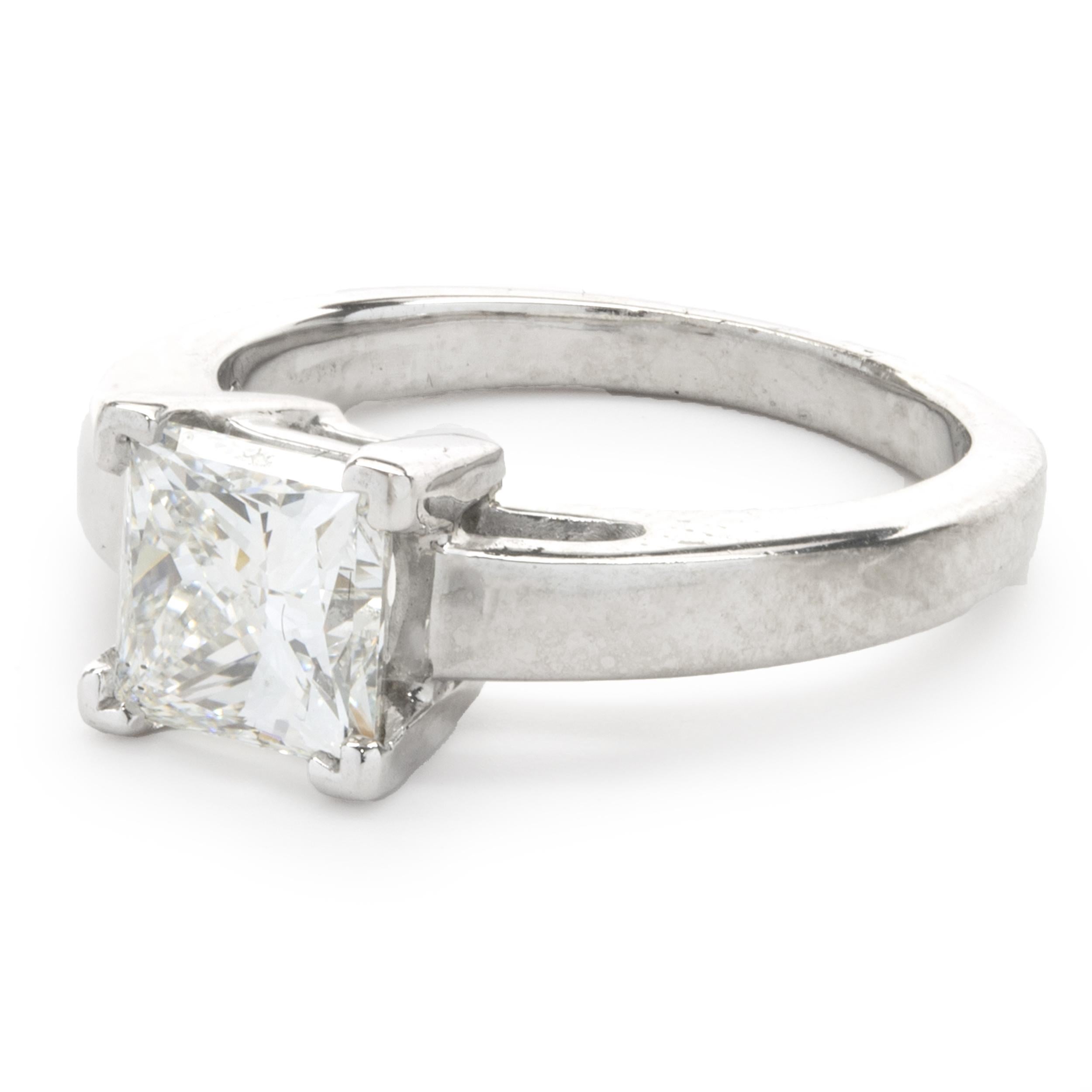 Women's Platinum Princess Cut Solitaire Engagement Ring For Sale