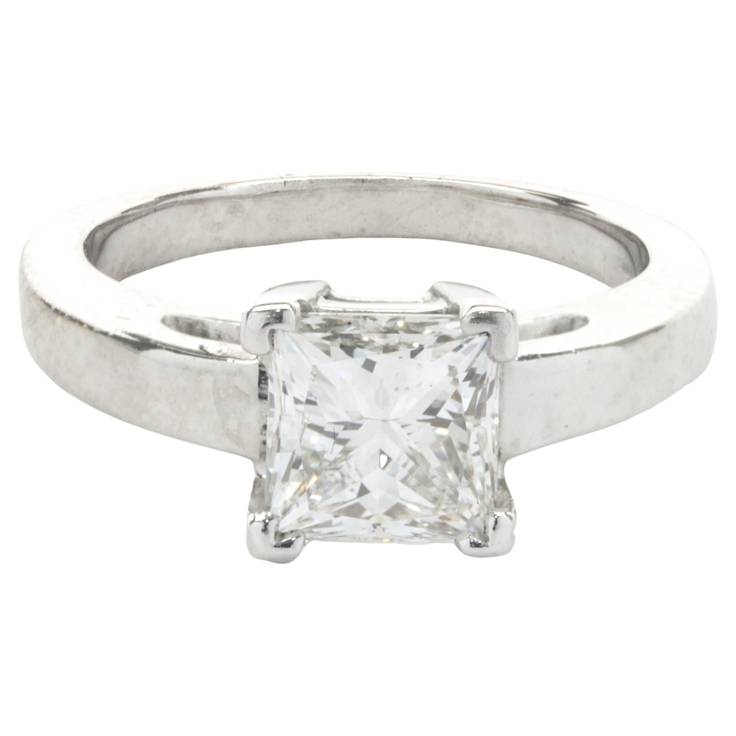 Platinum Princess Cut Solitaire Engagement Ring For Sale