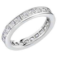 Fede nuziale "Eternity" in platino con diamanti "Princess", 2,75 ct, misura 6