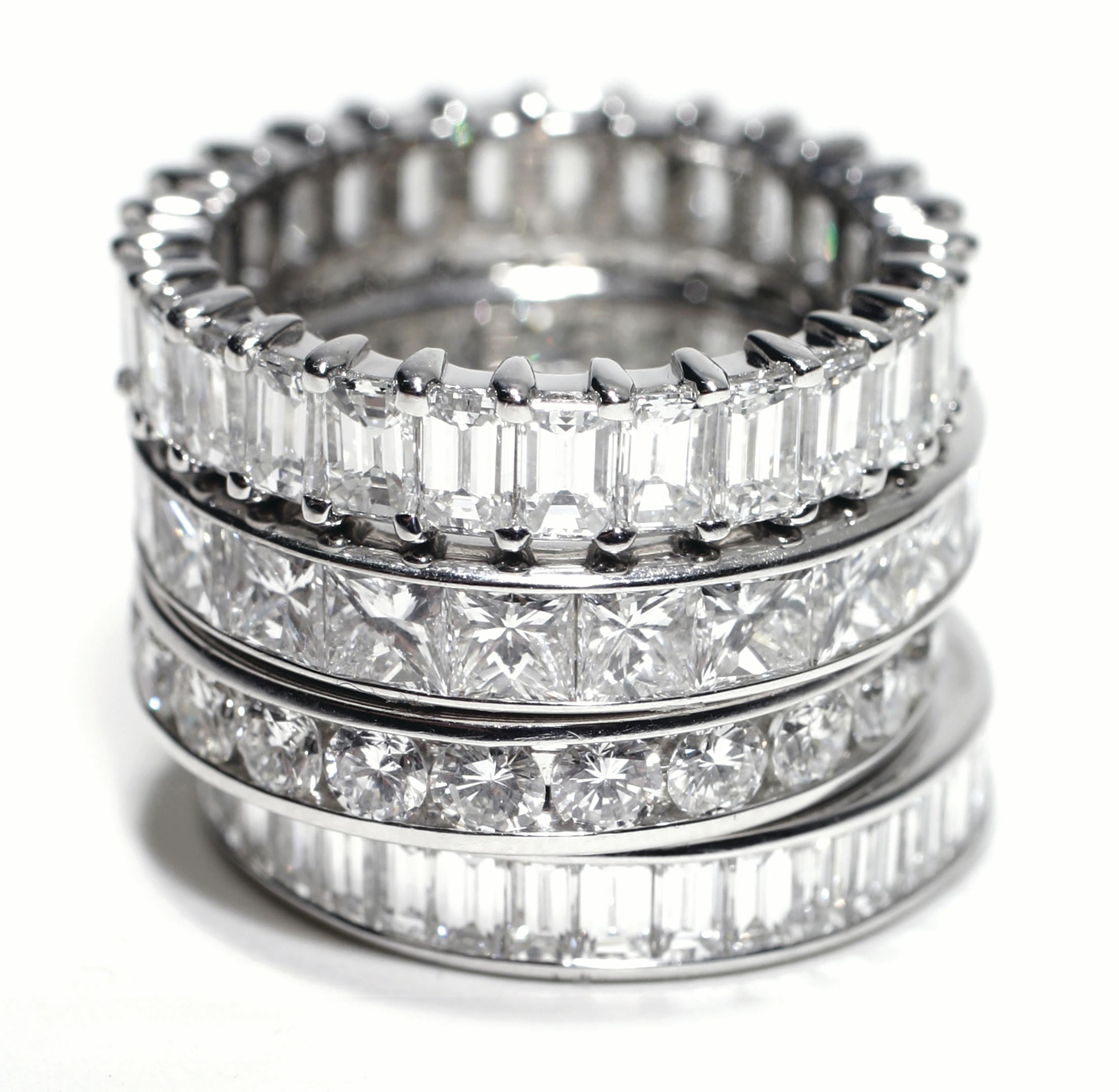 Platinum Princess Diamond GVVS 2.75 Carat Eternity Wedding Band Size 6 1