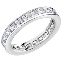 Platinum Princess Diamond GVVS 2.75 Carat Eternity Wedding Band Size 6