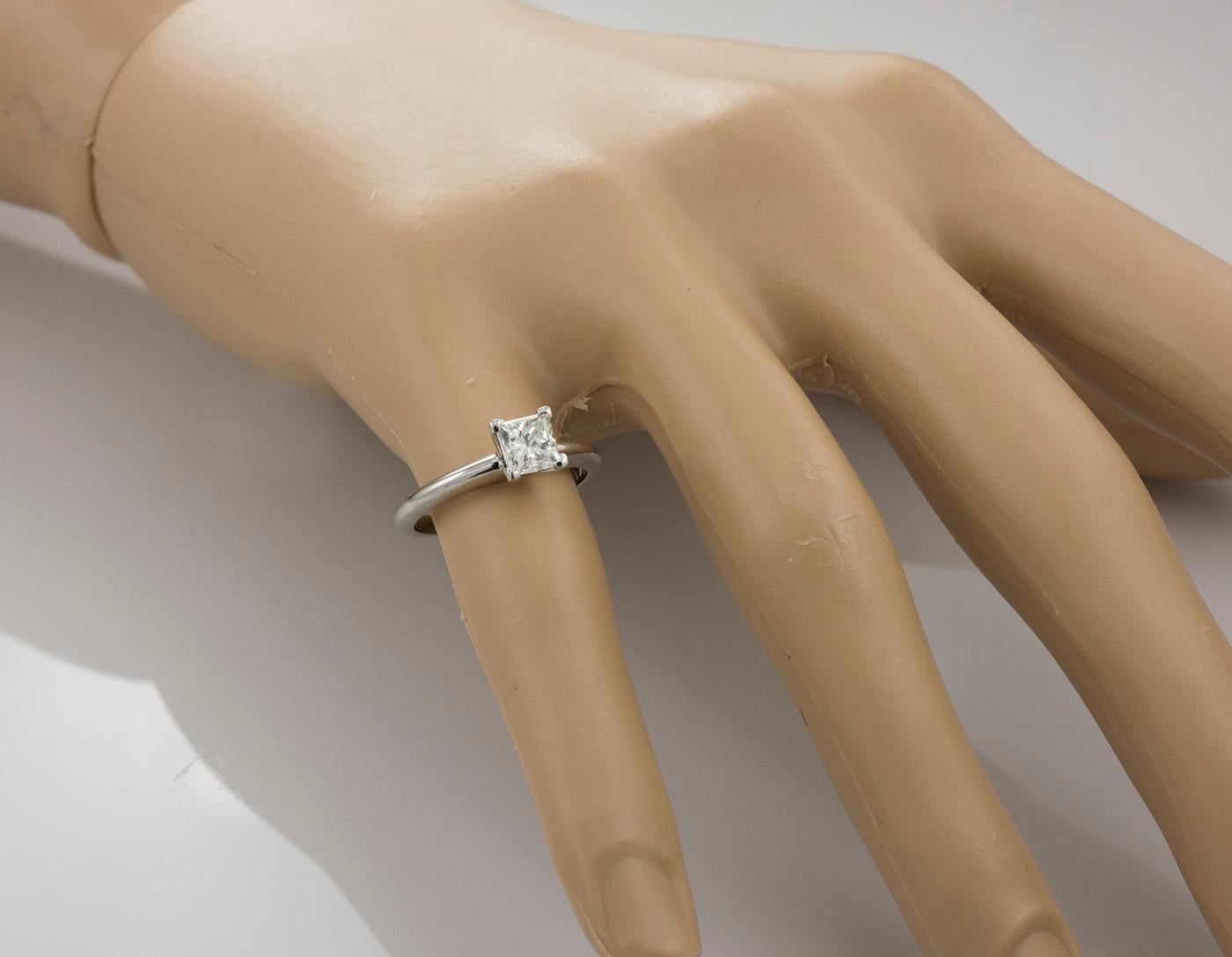 Princess Cut Platinum Princess Diamond Solitaire Engagement Ring .74 Carat GIA Certificate