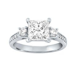 Platinum Princess Shape Diamond Ring, Center 2.01 GIA