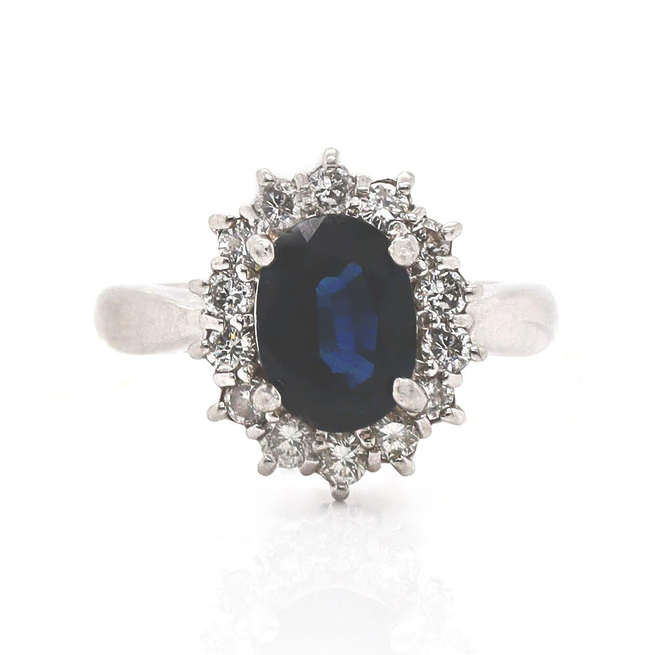 Anello in platino PT850 con zaffiro e diamante In condizioni Nuovo in vendita a Sydney, NSW