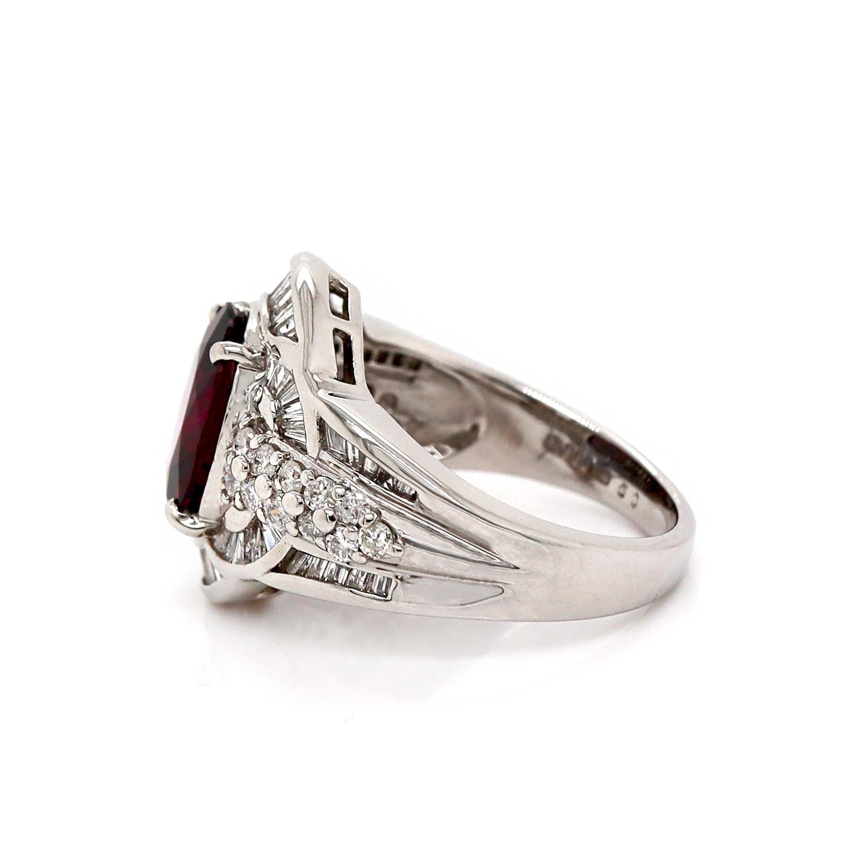 Anillo de Platino Pt900 Granate Almandino y Diamante en Nuevo estado para la venta en Sydney, NSW
