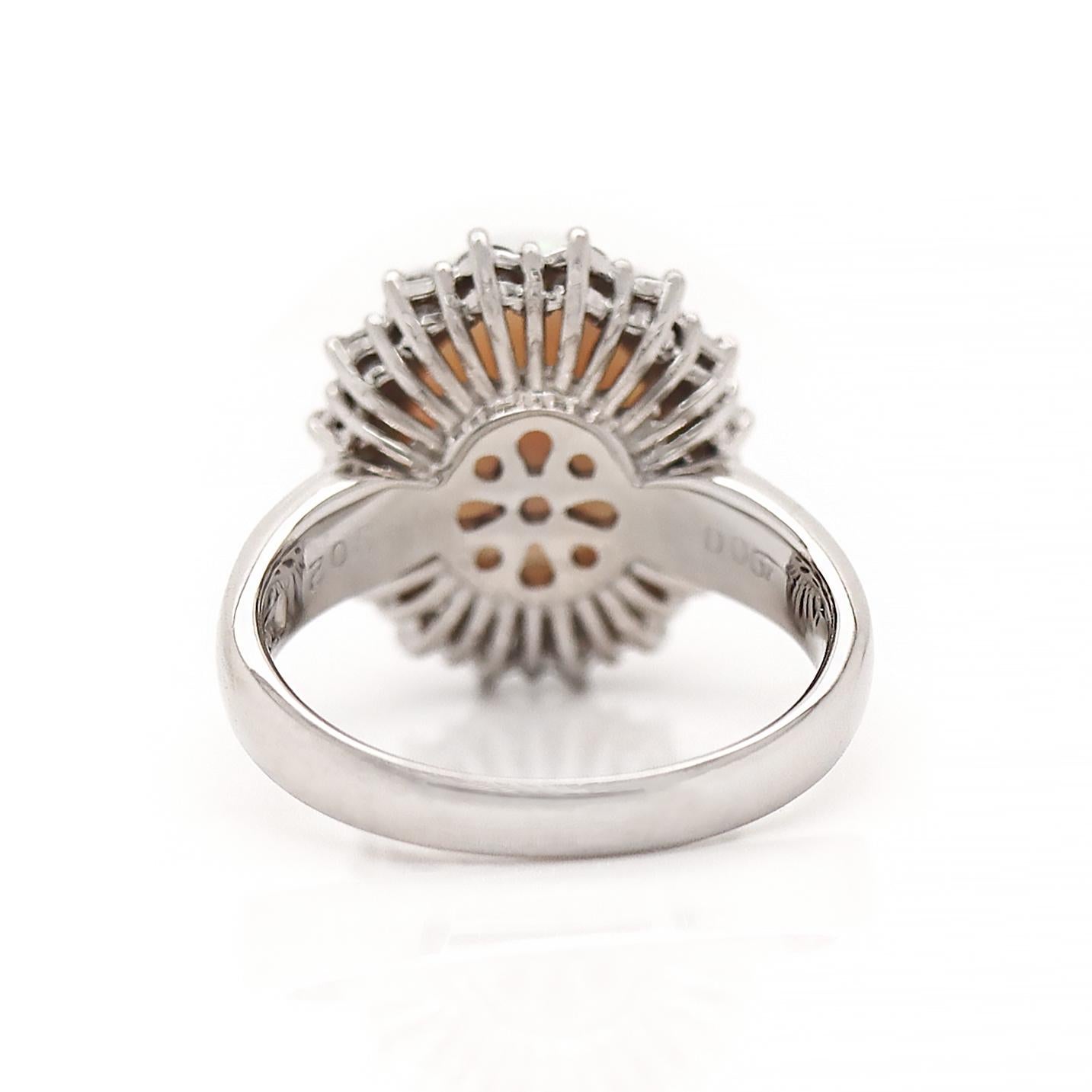 Platinum PT900 Australian Opal And Diamond Dress Ring For Sale 2