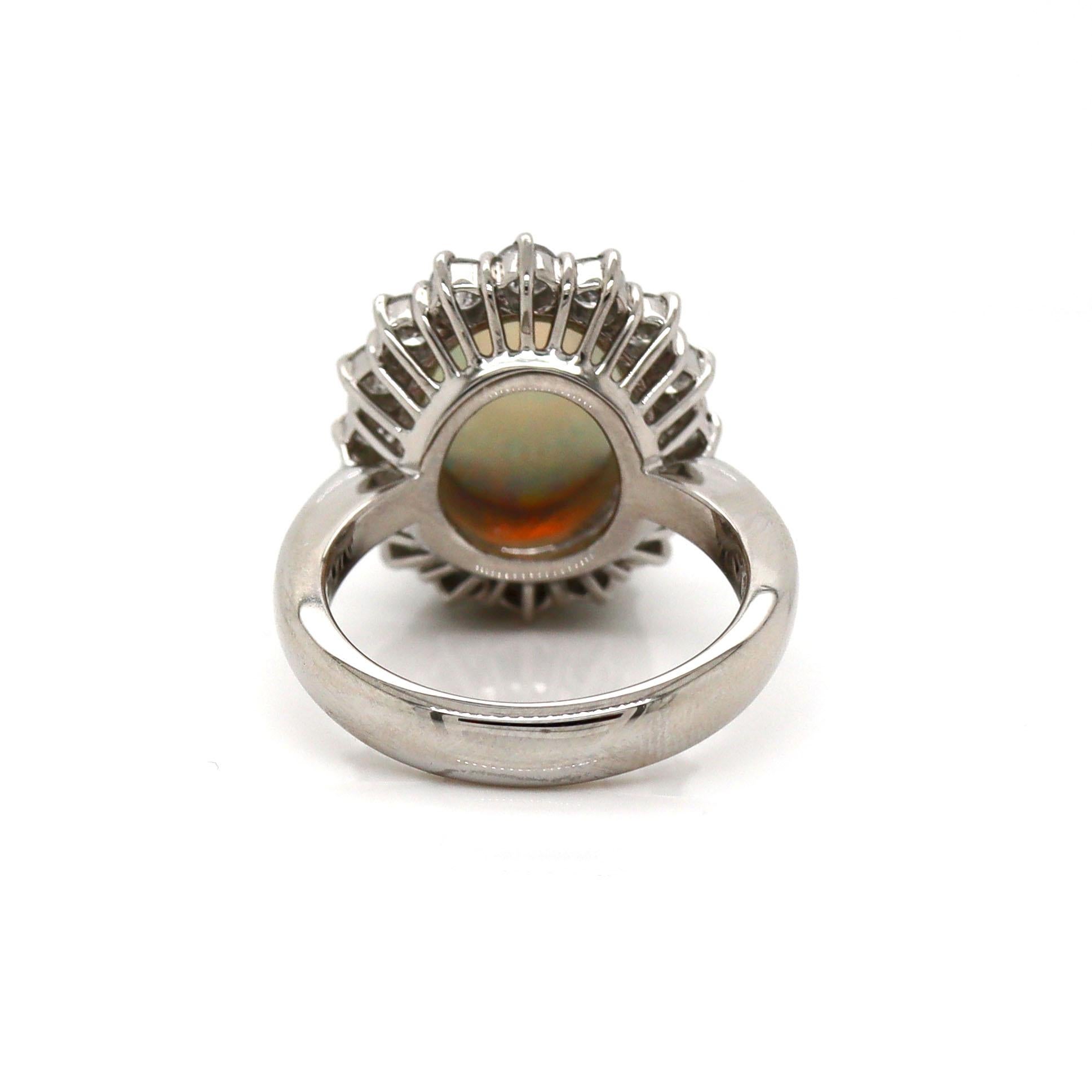 Femenino o masculino Anillo de Platino Pt900 Ópalo Australiano y Diamante en venta
