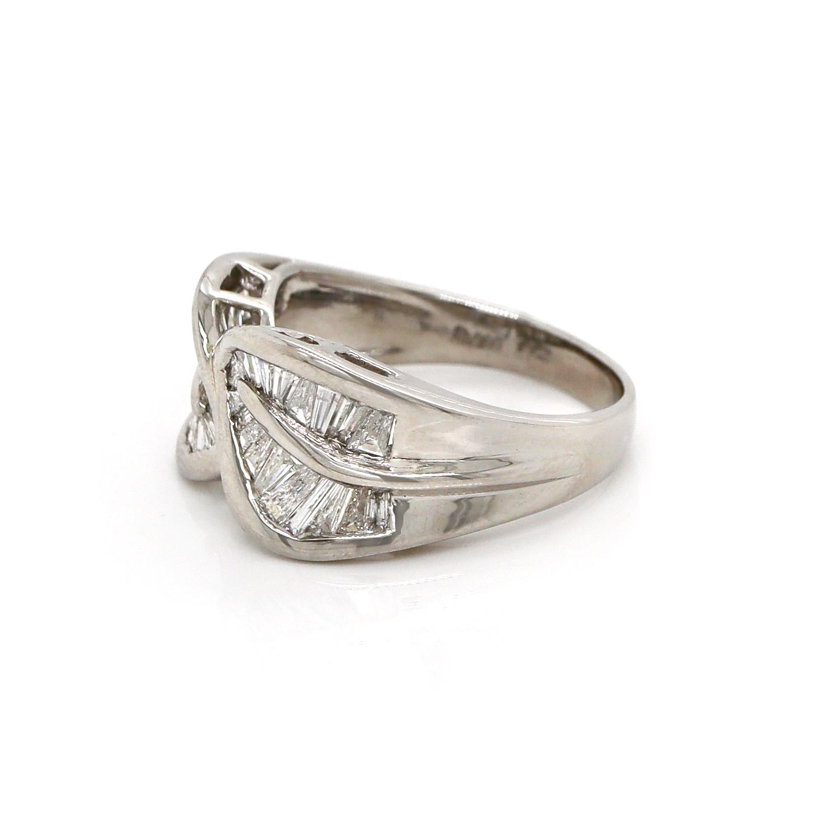 Baguette Cut Platinum Pt900 Diamond Baguette Dress Ring For Sale