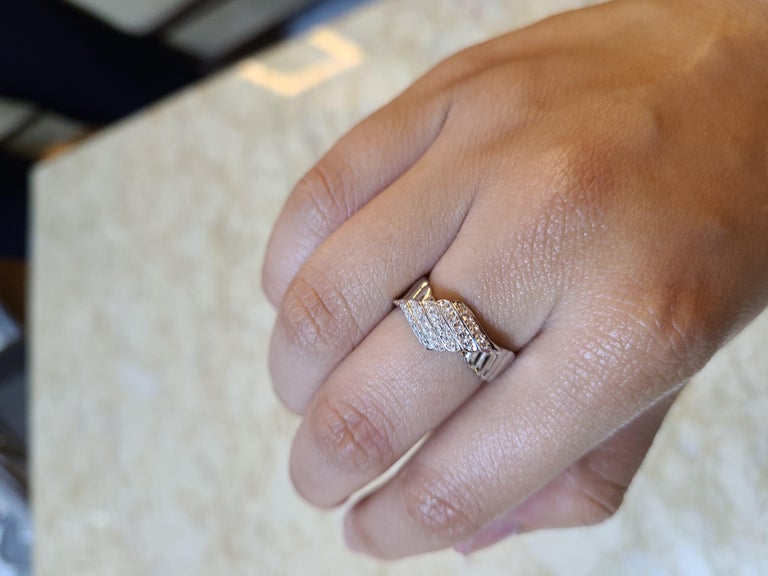 Bague En Platine Pt900 Avec Diamant 0.53 Carat - Taille US 7.5 (FR 54) - État Très Bon