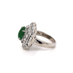Platinum Pt900 Jade and Diamond Ring
