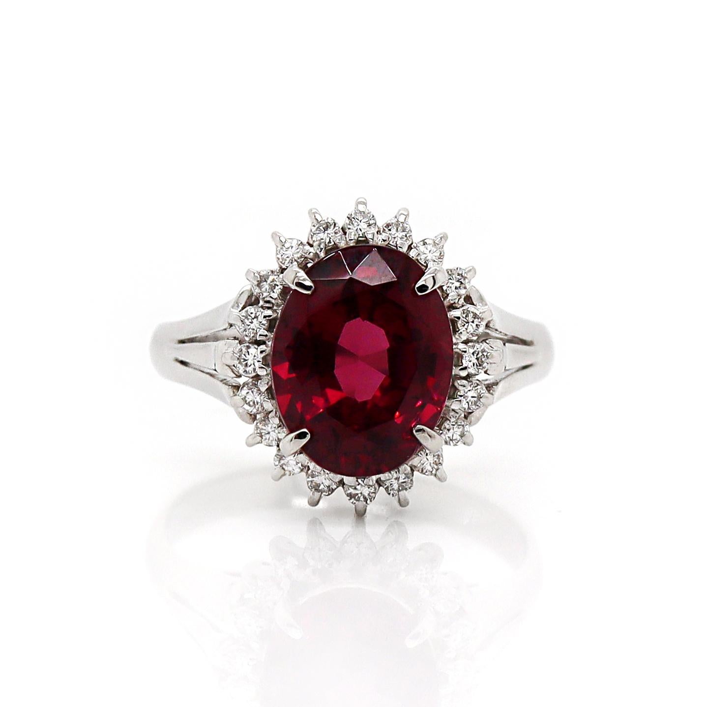 Platinum PT900 Rhodolite Garnet And Diamond Dress Ring For Sale 1