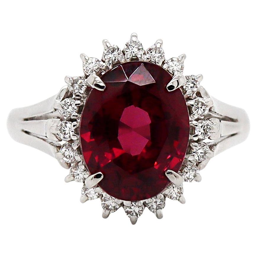 Platinum PT900 Rhodolite Garnet And Diamond Dress Ring For Sale