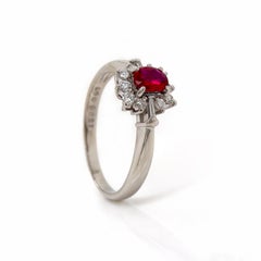 Platinum Pt900 Ruby and Diamond Ring