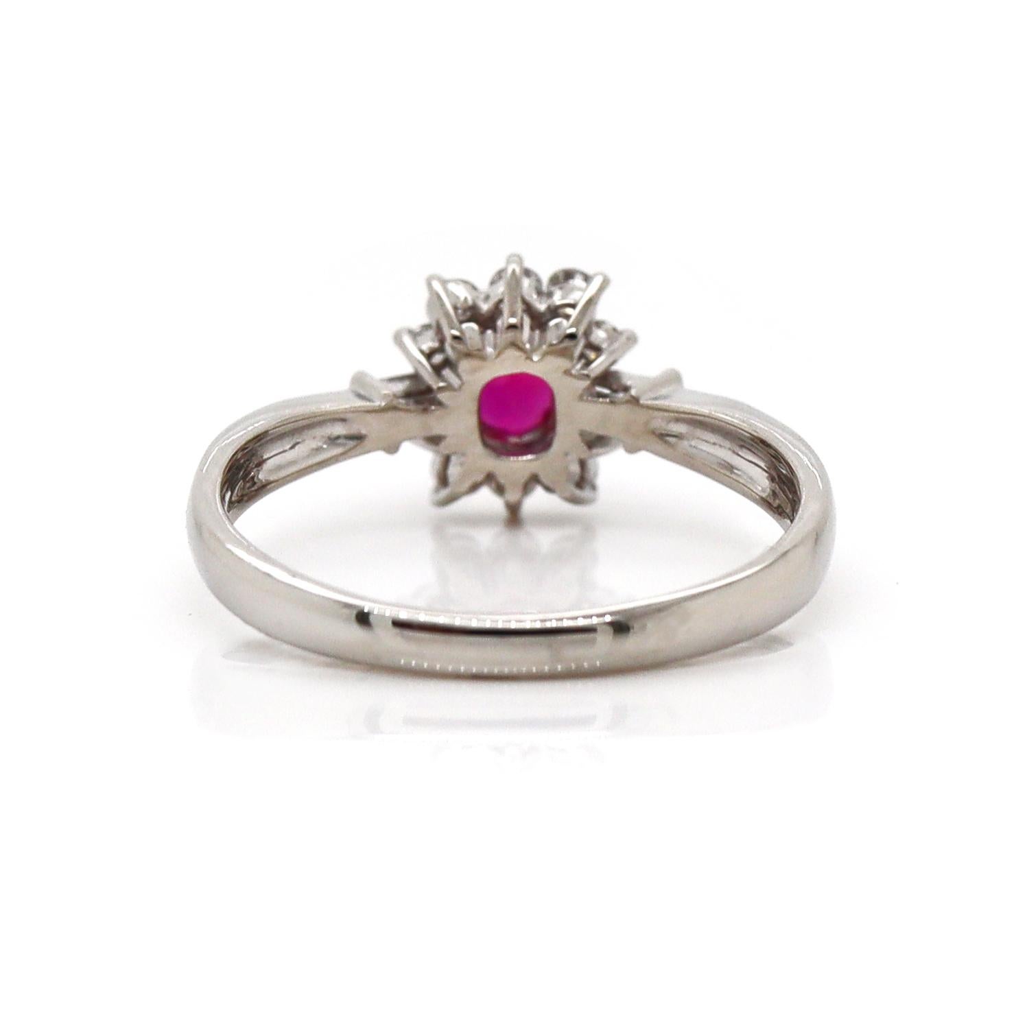 Women's or Men's Platinum Pt900 Ruby and Diamond Ring For Sale