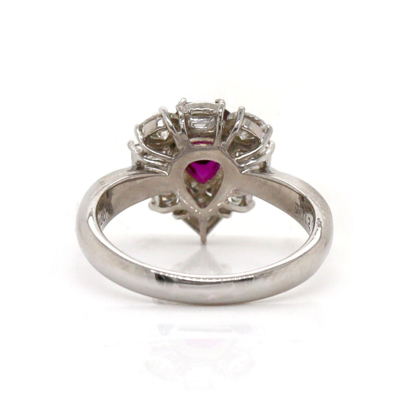 Women's or Men's Platinum PT900 Ruby and Diamond Ring For Sale