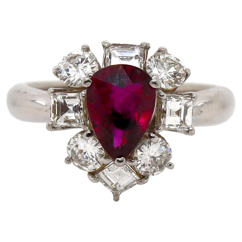 Platinum PT900 Ruby and Diamond Ring