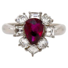 Platinum PT900 Ruby and Diamond Ring