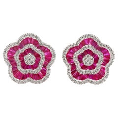 Pendientes de Platino PT900 Rubí y Diamante