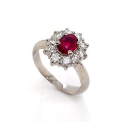 Platinum PT900 Ruby & Diamond Ring