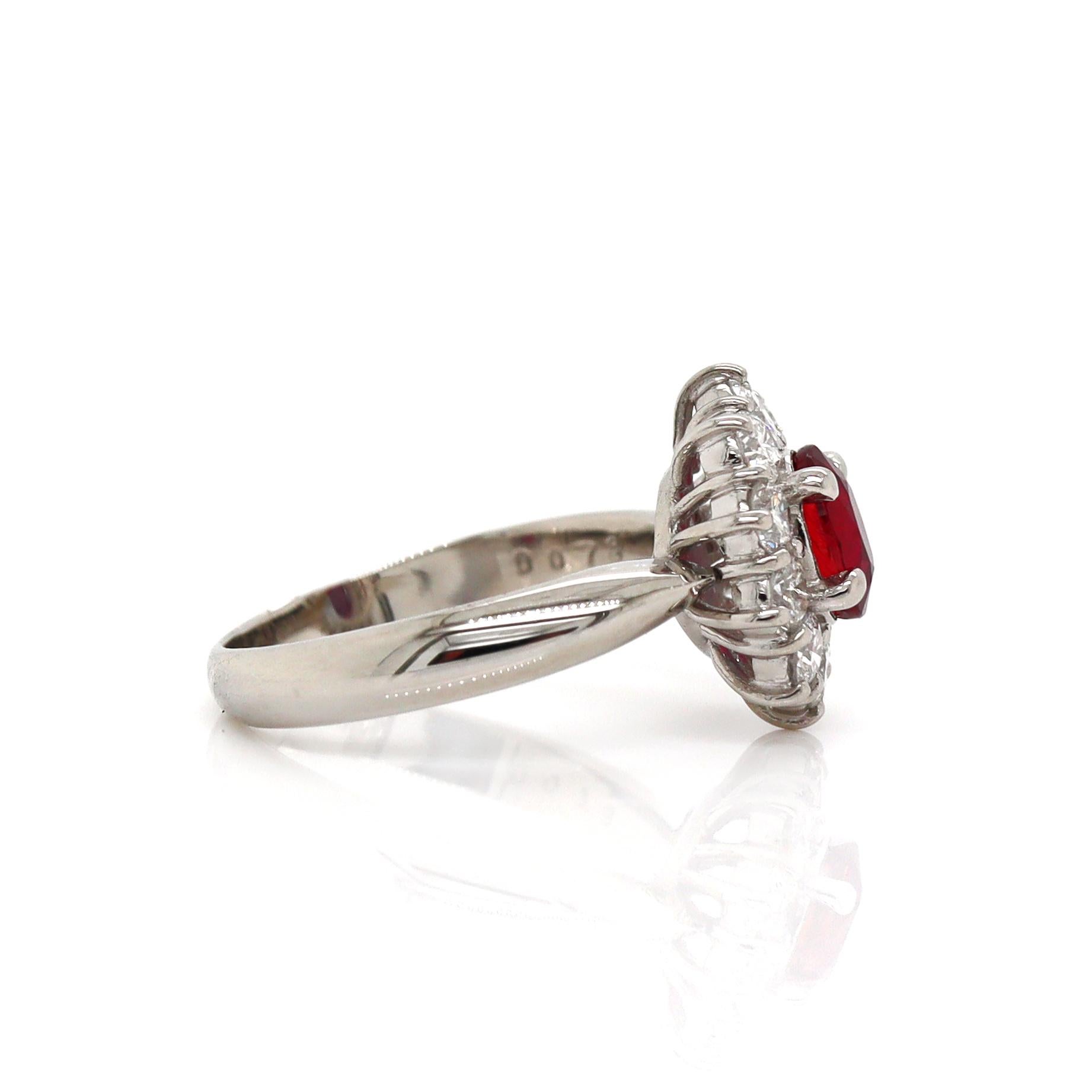 Oval Cut Platinum PT900 Ruby & Diamond Ring For Sale