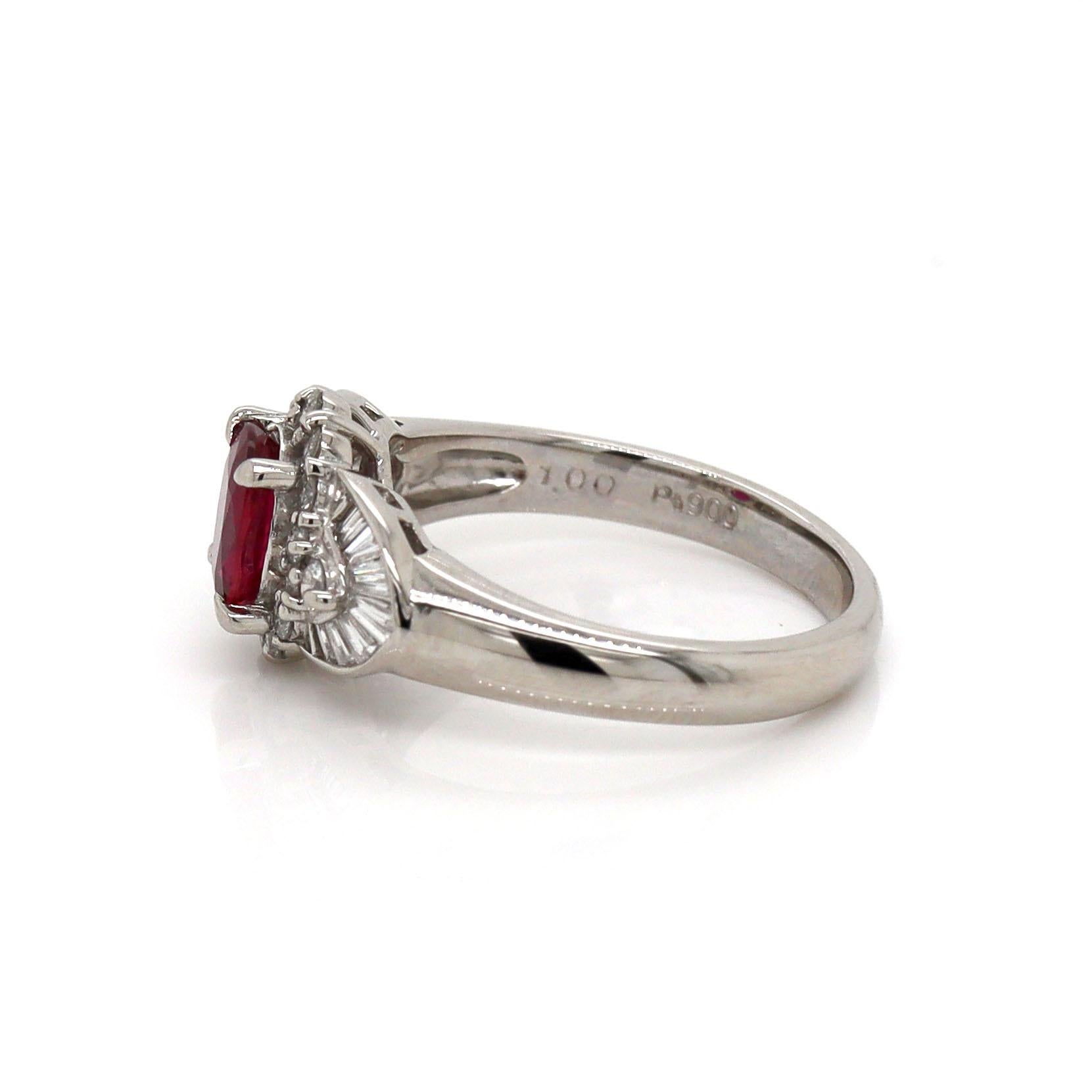 Anillo PT900 de Platino con Rubí y Diamantes en Nuevo estado para la venta en Sydney, NSW