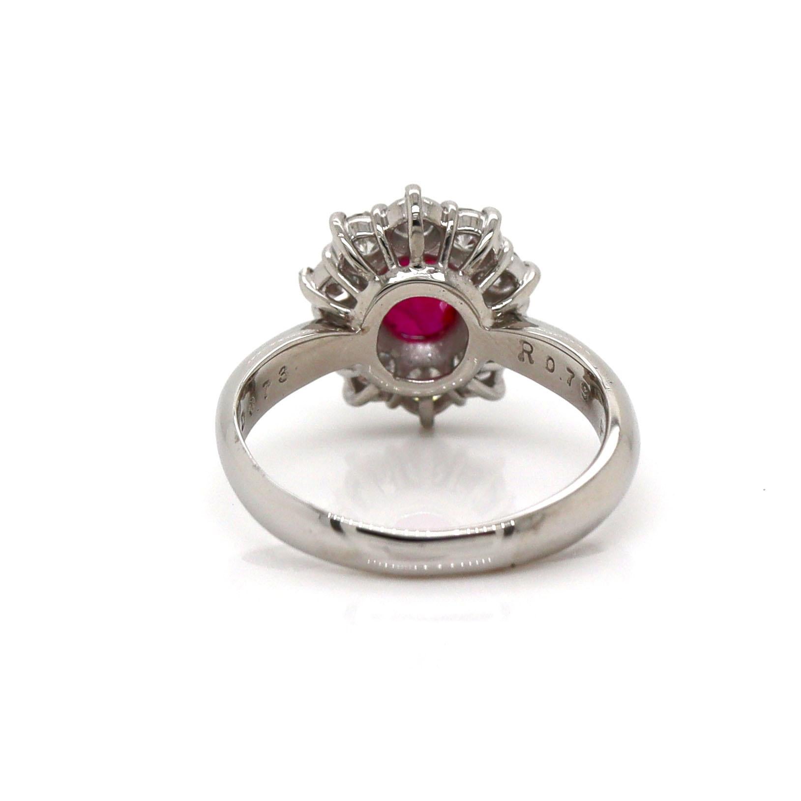 Women's or Men's Platinum PT900 Ruby & Diamond Ring For Sale