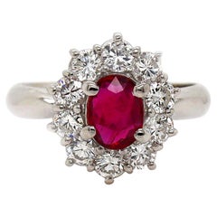 Anillo PT900 de Platino con Rubí y Diamantes