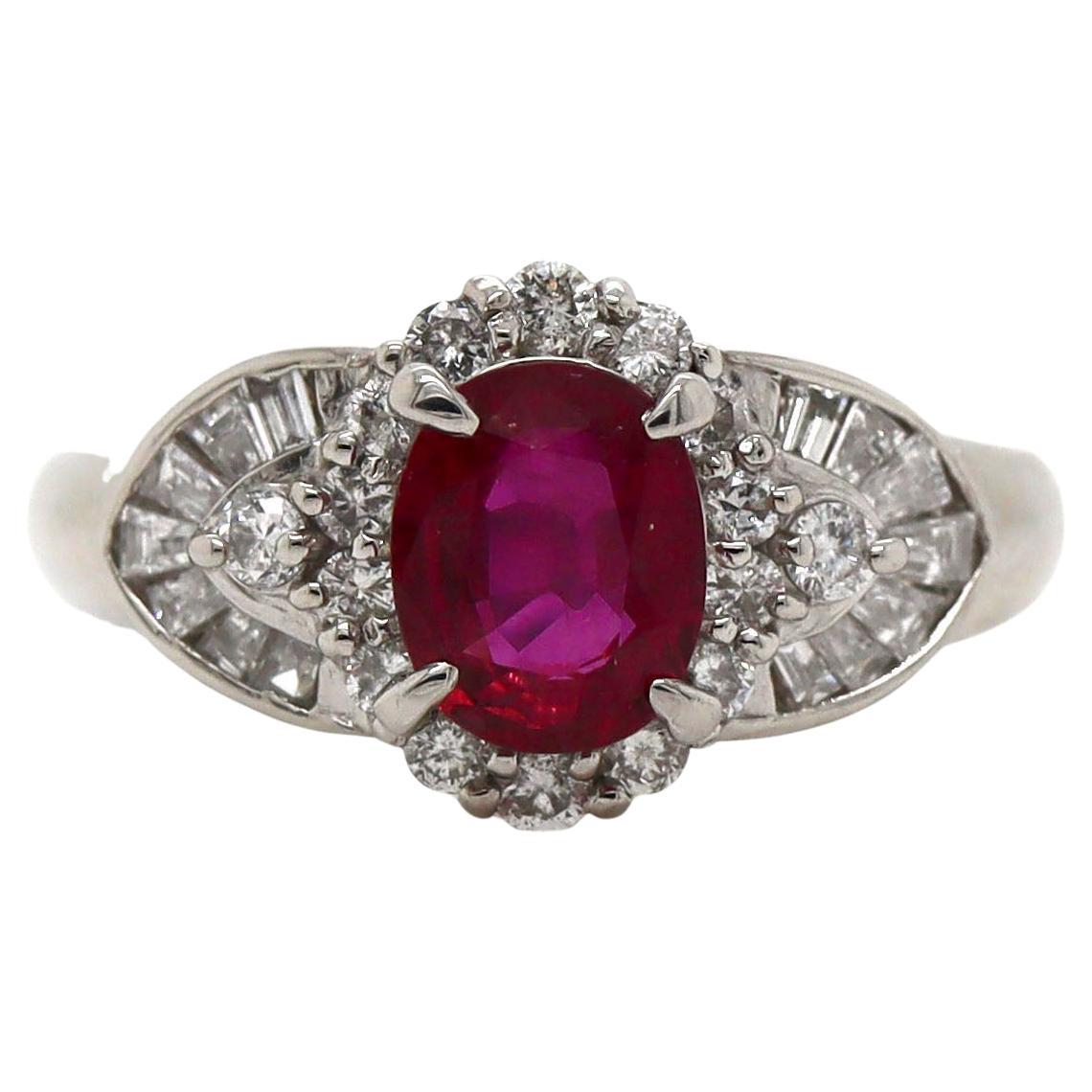Platinum PT900 Ruby & Diamond Ring