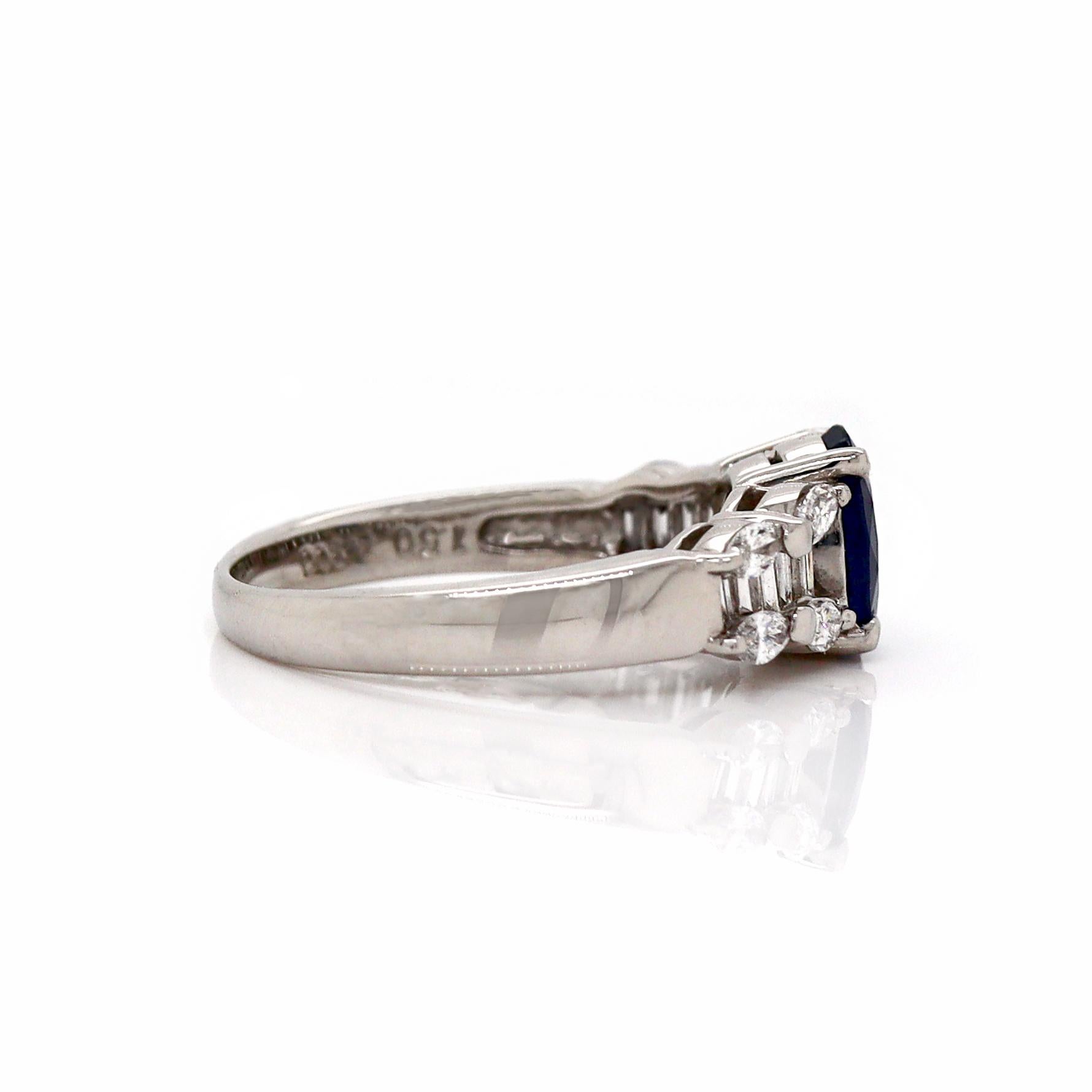 Oval Cut Platinum Pt900 Sapphire and diamond dress ring For Sale