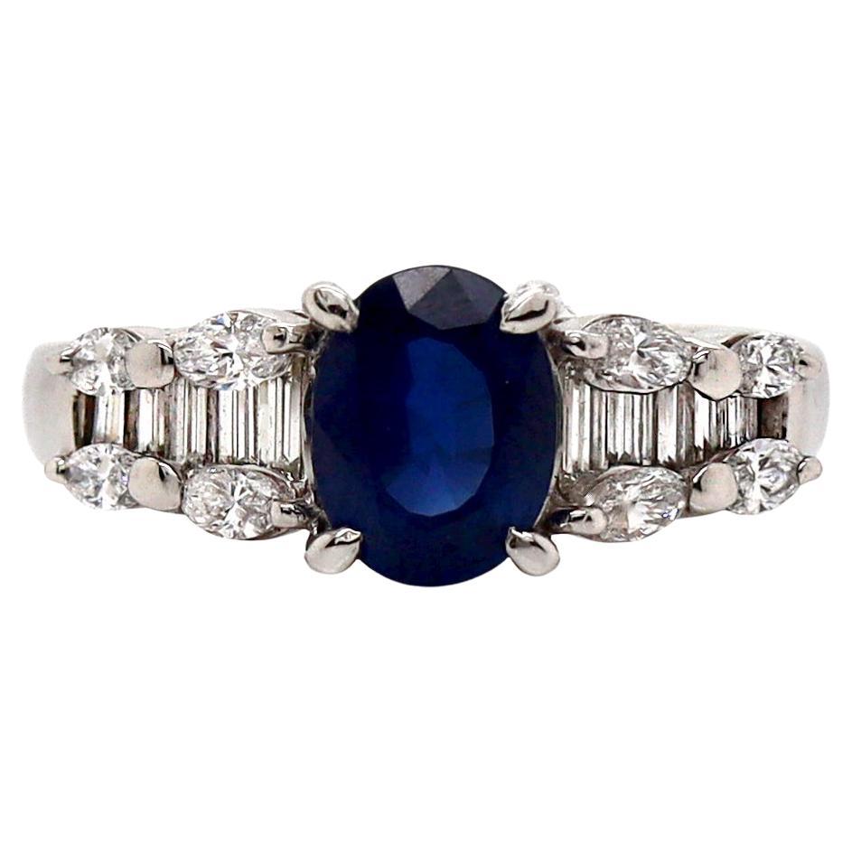 Platinum Pt900 Sapphire and diamond dress ring