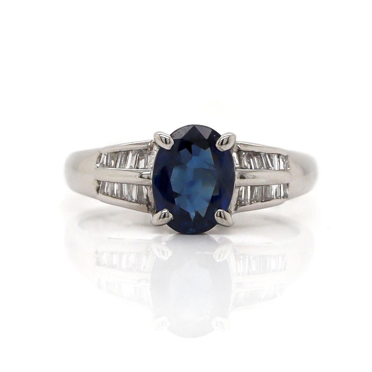 Mixed Cut Platinum Pt900 Sapphire and Diamond Ring For Sale