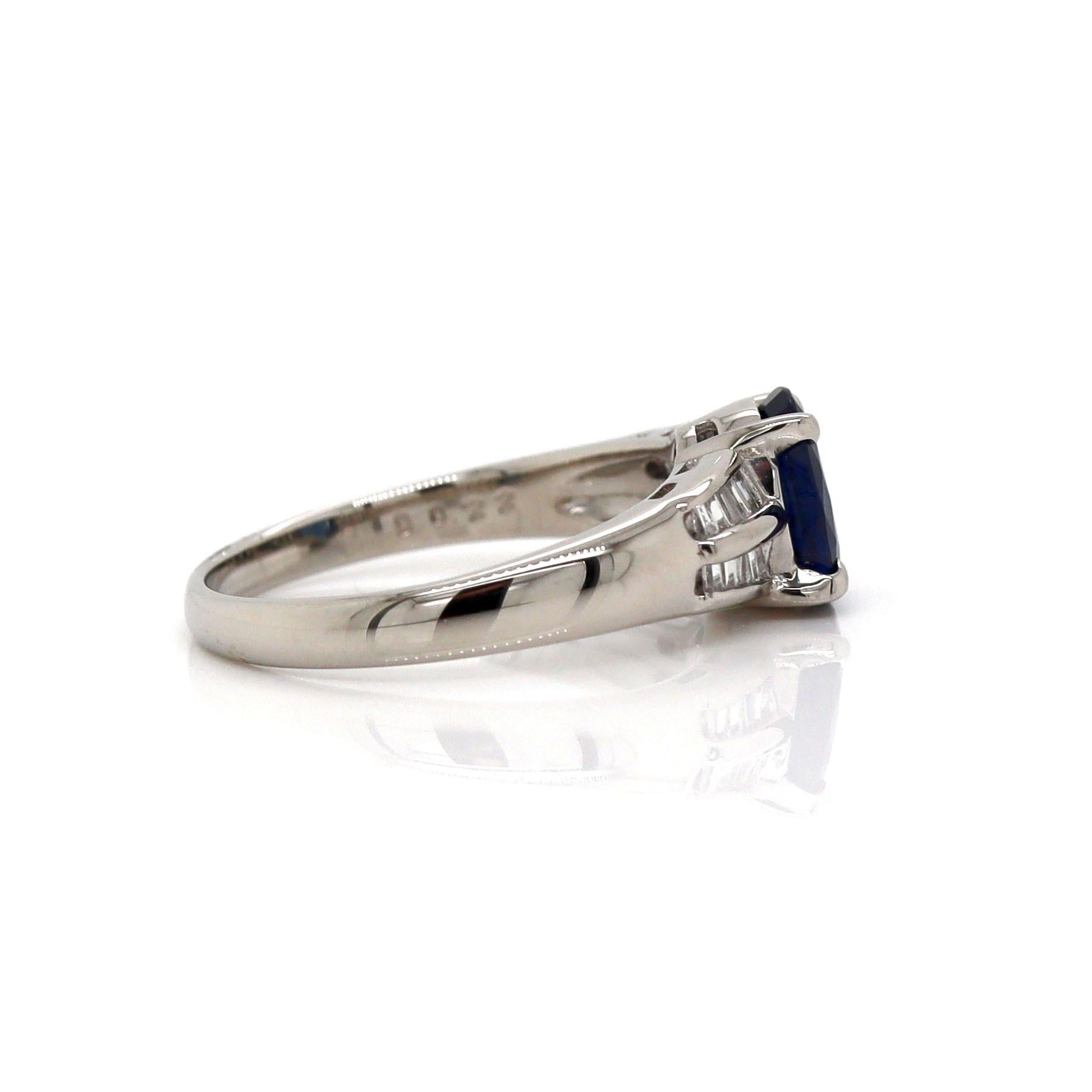 Platinum Pt900 Sapphire and Diamond Ring For Sale 1