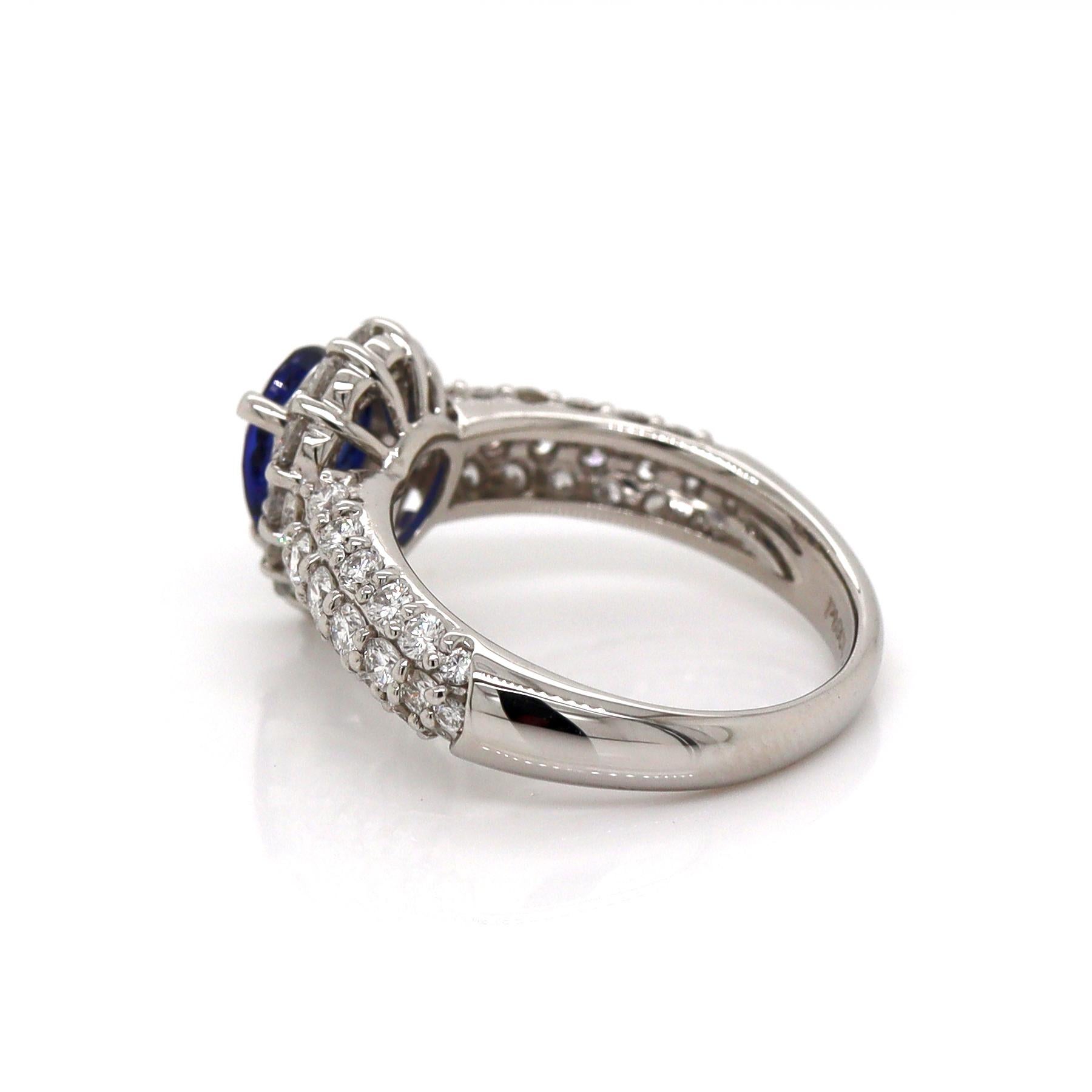 Platinum Pt900 Sapphire and Diamond Ring For Sale 1